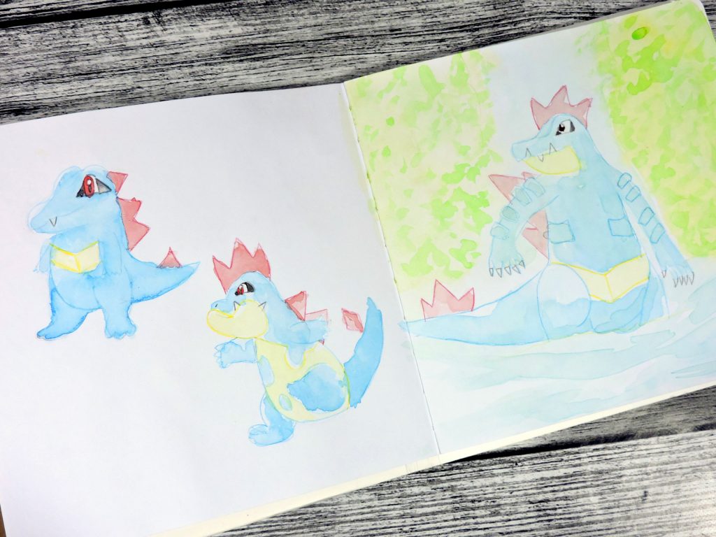 Pokémon, aquarelle, défis, peinture, art, apprentissage, débutant, or et argent,