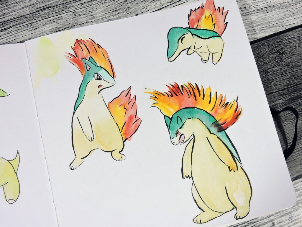 Pokémon, aquarelle, défis, peinture, art, apprentissage, débutant, or et argent,